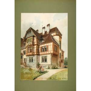  1903 Chromolithograph House Home Darmstadt Roquetteweg 