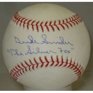   Snider Signed Baseball Dodgers The Silver Fox SI