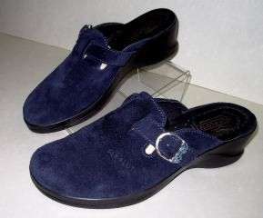 Womens Fly Flot Navy Blue Clog Sandal Shoes Suede Leather Italy 9 40 6 