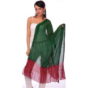   Bandhani Dupatta from Gujarat   Pure Crepe Silk 