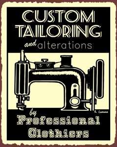 Custom Tailoring Professional Clothiers Sewing Machine Vintage Metal 