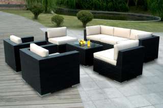 Outdoor Patio Wicker Furniture 8pc Elegant Couch Set  