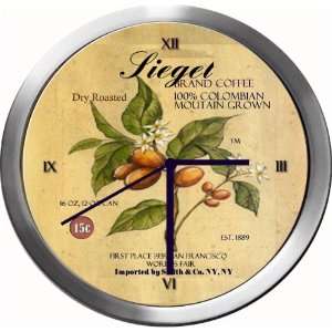  SIEGEL 14 Inch Coffee Metal Clock Quartz Movement Kitchen 