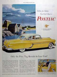 1954 yellow Pontiac automobile Maine coastal view AD  