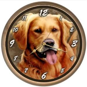  Golden Retriever Dog Clock 8 Round Basswood with Natural 