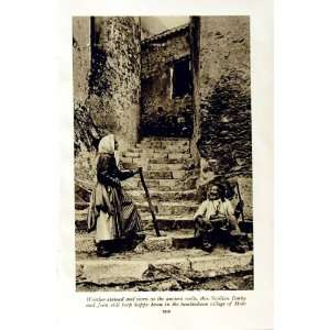  c1920 SICILY MAN WOMAN MOLA HOSPICE POOR OLD PEOPLE