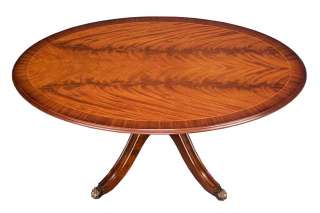   English Antique Oval Single Pedestal Duncan Phyfe Coffee Table  
