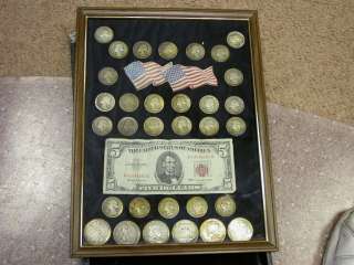 EARLY SILVER AMERICAN COINAGE & $5 RED SEAL NOTE  