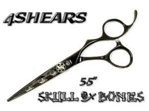 4SHEARS 5.5 Black Titanium Skull Tattoo Scissors  