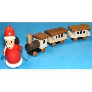  Miniature Erzgebirge Wood Santa with Train
