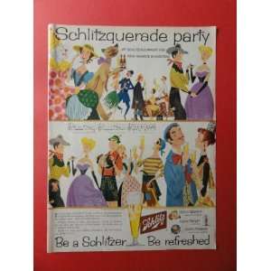 Schlitz Beer. 1957 print ad (Schlitzquerade Party/be a Schlitzer 