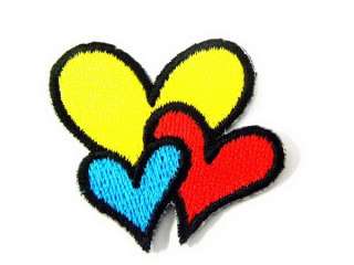 COLORFUL HEART LOVE IRON ON PATCH EMBROIDERED I359  