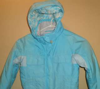 COLUMBIA Girls Aqua Hooded Winter Jacket Coat Sz 6 6X Ski  