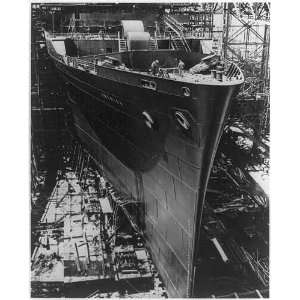 Hull of the SS AMERICA under construction,c1942,Shipbuilding,WWII,ship 