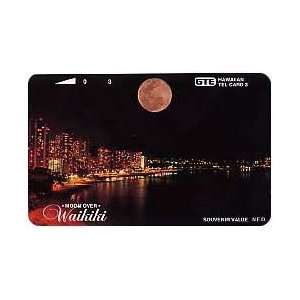 Collectible Phone Card 3u Moon Over Waikiki   Dark Sky   (Horizontal 