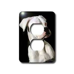 Dogs Boxer   White Boxer Uncropped Ears   Light Switch Covers   2 plug 