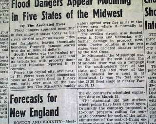 1952 PIERRE SD South Dakota FLOOD Disaster in Newspaper  