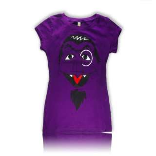 Women Cute The Count Sesame Street adult purple face New shirt Free 