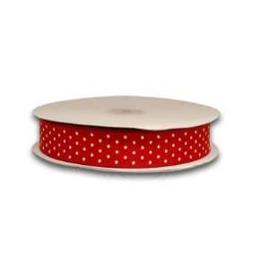  Grosgrain Ribbon Swiss Dot 5/8 inch 50 Yards, Red with 