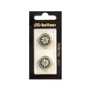  Dill Buttons 18mm Shank Antique Tin Metal 2 pc Arts 