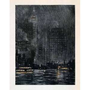  1909 Print New York Cortland Street Ferry Joseph Pennell 