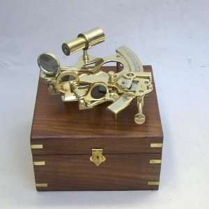 Nautical Brass Sextant w/ Box   Sextent Astrolabe 