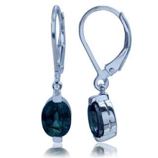 REAL Blue Topaz Alexandrite Silver Leverback Earrings  