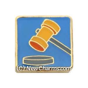  Courtroom Judge Gavel Floating Locket Charm Jewelry