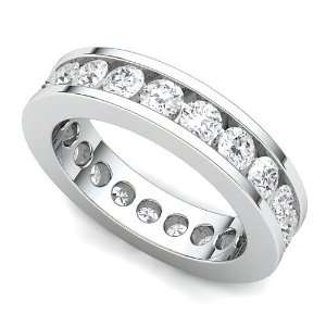  Platinum Channel set Diamond Eternity Wedding Band Ring (G 