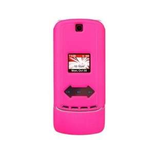  Rubberized Plastic Phone Cover Case Hot Pink For Motorola 