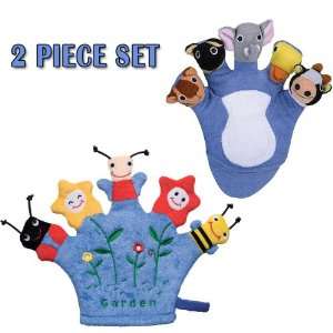  TERRY BATH MITTS 2 PIECE SET   ANIMALS AND GARDEN THEMES 