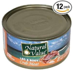 Natural Value White Crabmeat, No Additives, 6 Ounce Cans (Pack Of 12 