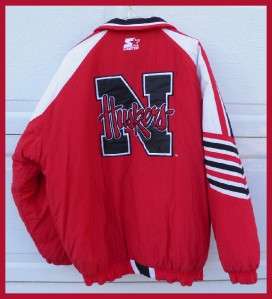 Nebraska CORNHUSKERS   HUSKERS Red STARTER JACKET / Coat   Size Mens L 