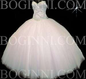   WHITE AB DIAMOND & PEARL LACE UP CORSET BALL GOWN WEDDING DRESS  