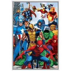 Marvel Superheroes Poster in Silver Frame