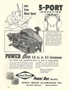 Vintage neat 1961 West Bend Power Bee Go Kart Engine Ad  
