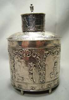 Antique 800 Silver Sculptured Tea Caddy French Import Marks  