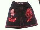 MMA Shorts In Ripstop Cotton 100% Dragon Design embroidery black Size 