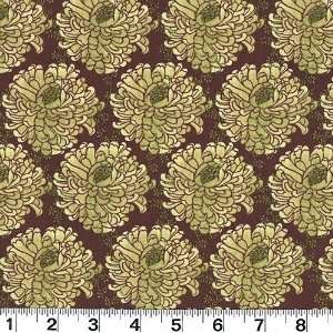  45 Wide ZaZu Floral Clusters Brown Fabric By The Yard 