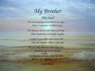 MY BROTHER PERSONALIZED POEM GIFT OCEAN SEA BACKGROUND  