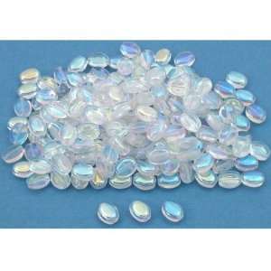  200 Clear AB Flat Oval Czech Glass Beads Beading 8mm