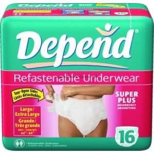  Depend Adjustable Underwear    Pack of 16    KBC19184 