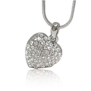    Crystal Puff Heart Pendant Necklace Fashion Jewelry Jewelry