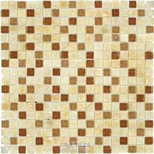   crystallized glass and tumbled onyx mosaic sheet in honey Home