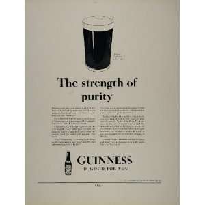  1934 Ad Guinness Irish Stout Beer Glass Pint Bottle 