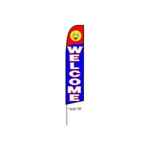  Welcome (Red & Blue) Feather Banner Flag (11.5 x 2.5 Feet 