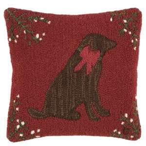   Seasons Greetings Dog 18 Pillow   Hooked in New Zealand Wool Home