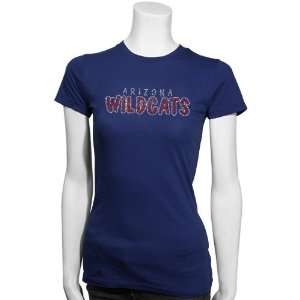  Arizona Wildcats Navy Blue Ladies Rhinestone T shirt 