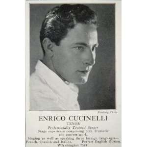  1930 Enrico Cucinelli Tenor Singer Dramatic Concert Ad 