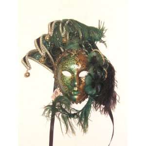  Green Jolly Piuma Venetian Mask